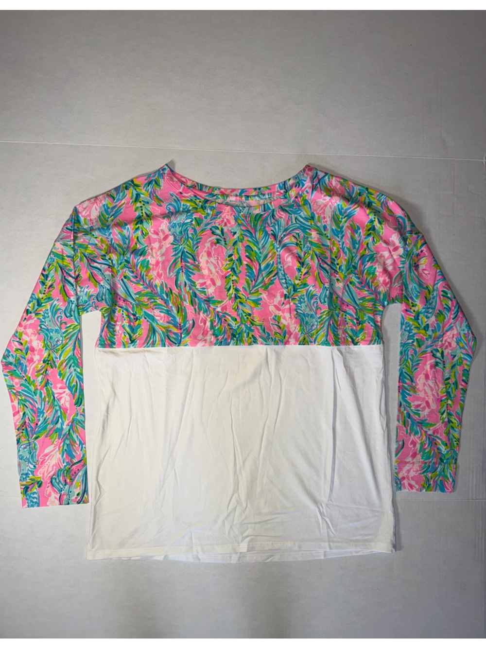 Lilly Pulitzer Two-Tone Floral Top - Pink, Green & Blue